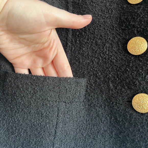 VTG The Limited Wool Boucle Blazer Black Gold Ornate Buttons Size Small USA Made - Picture 5 of 6